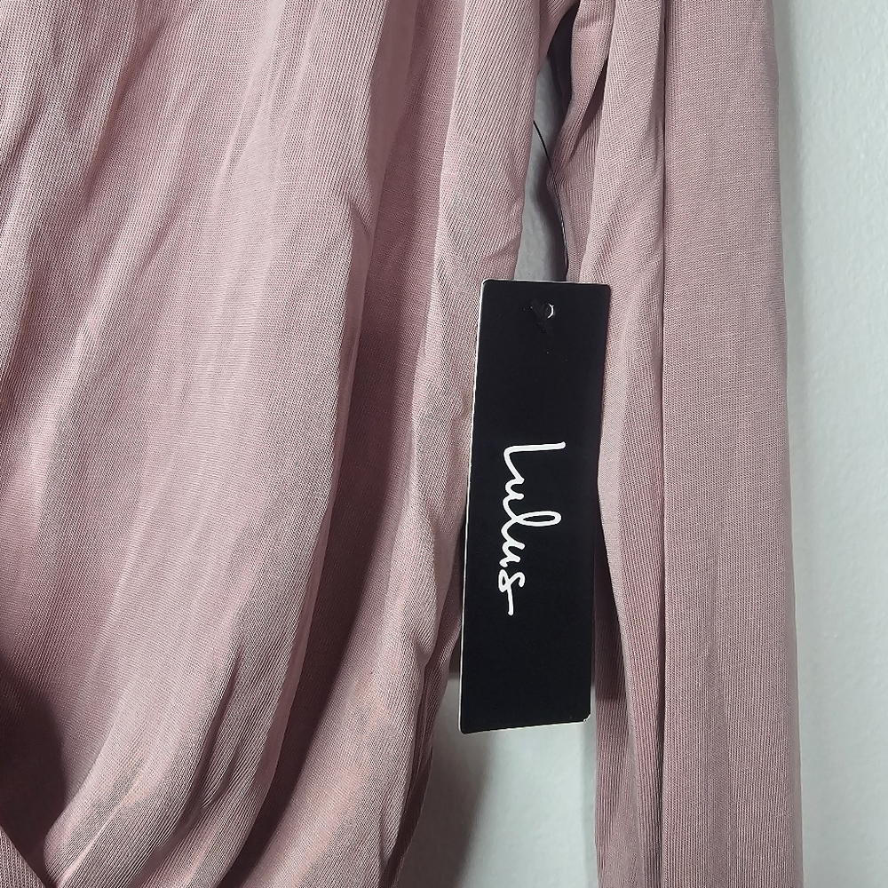 Lulus Striking Looks Blush Pink Long Sleeve Bodysuit Sz L - Picture 5 of 13